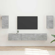 Tv-meubelset wandmontage 3 delen beton grijs bewerkt hout goud