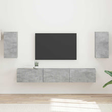 Tv-Meubelset Wandgemonteerd 3 Pcs Beton Grijs Bewerkt Hout Goud