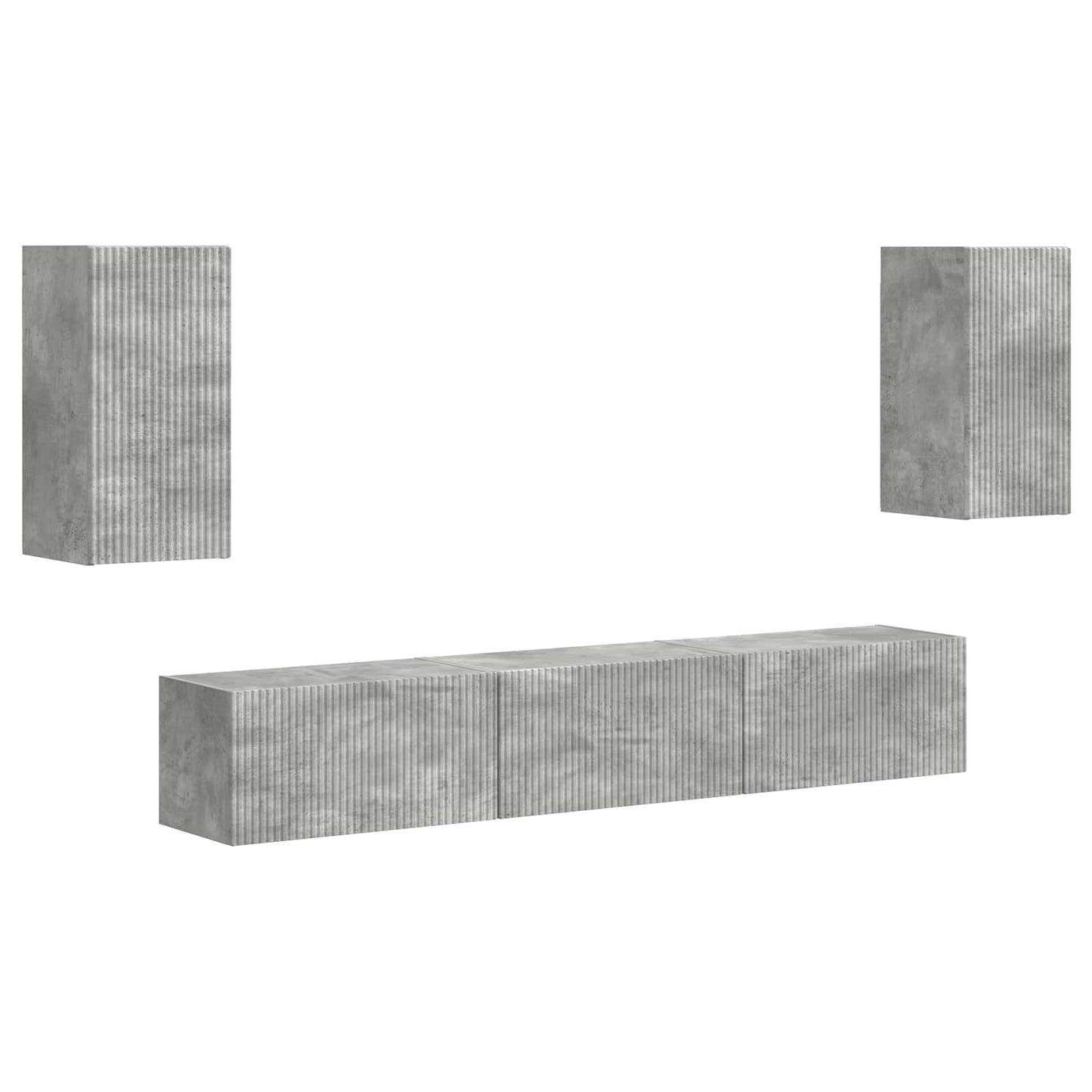 Tv-Meubelset Wandgemonteerd 3 Pcs Beton Grijs Bewerkt Hout Goud