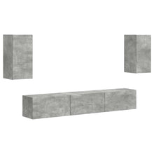 Tv-Meubelset Wandgemonteerd 3 Pcs Beton Grijs Bewerkt Hout Goud