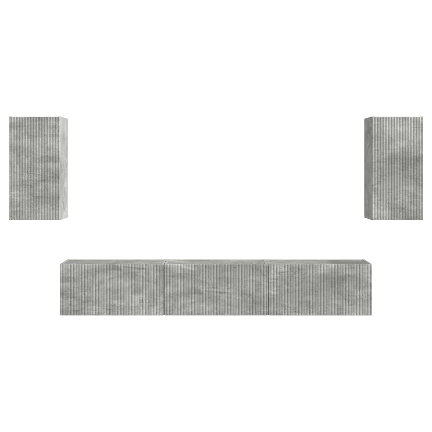 Tv-Meubelset Wandgemonteerd 3 Pcs Beton Grijs Bewerkt Hout Goud
