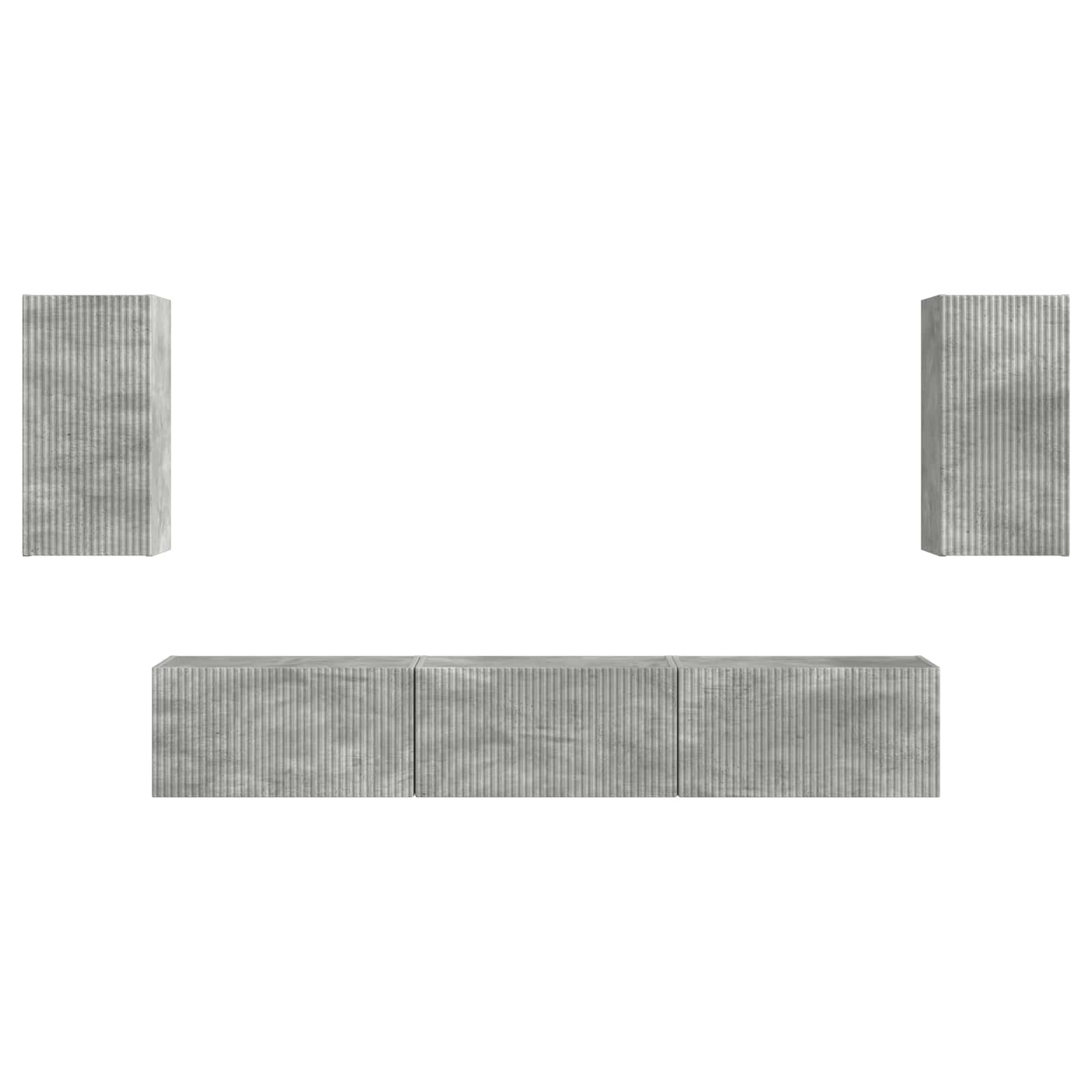 Tv-Meubelset Wandgemonteerd 3 Pcs Beton Grijs Bewerkt Hout Goud