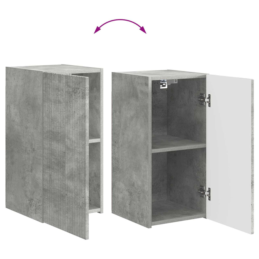 Tv-Meubelset Wandgemonteerd 3 Pcs Beton Grijs Bewerkt Hout Goud