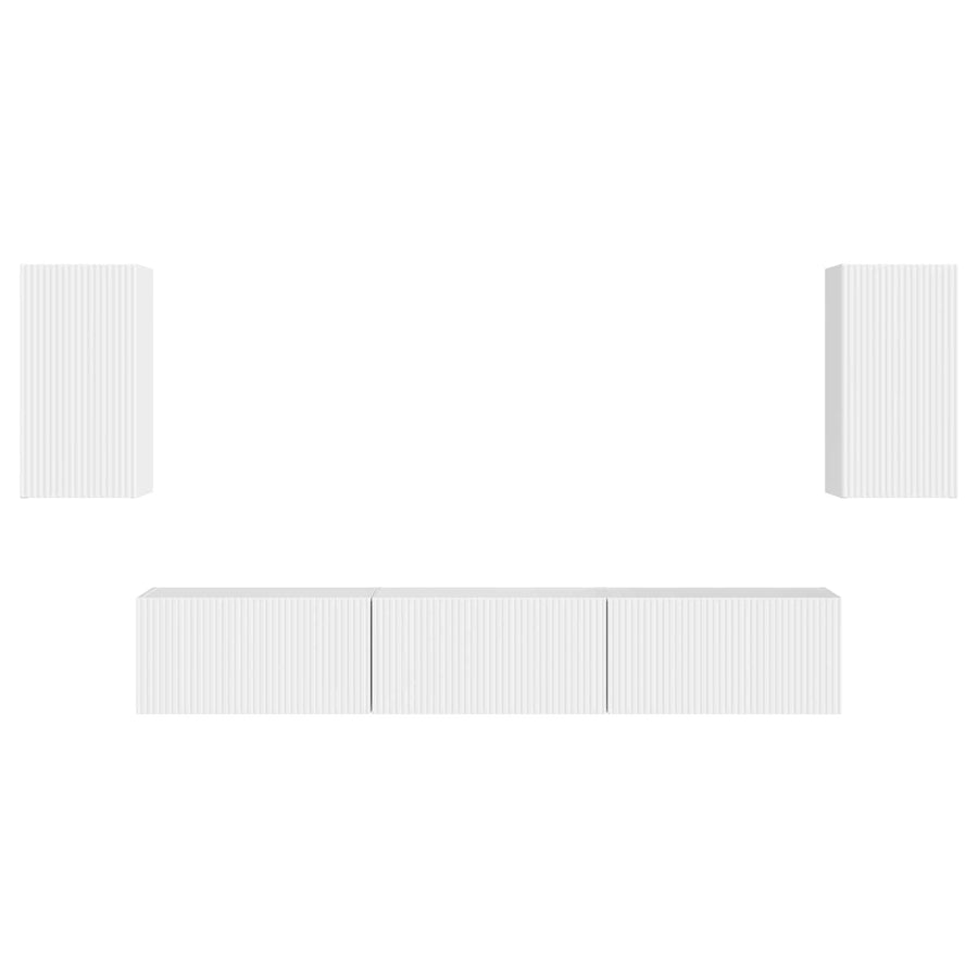 Tv-Meubelset Wandgemonteerd 3 Pcs Hoogglans Wit Bewerkt Hout Goud
