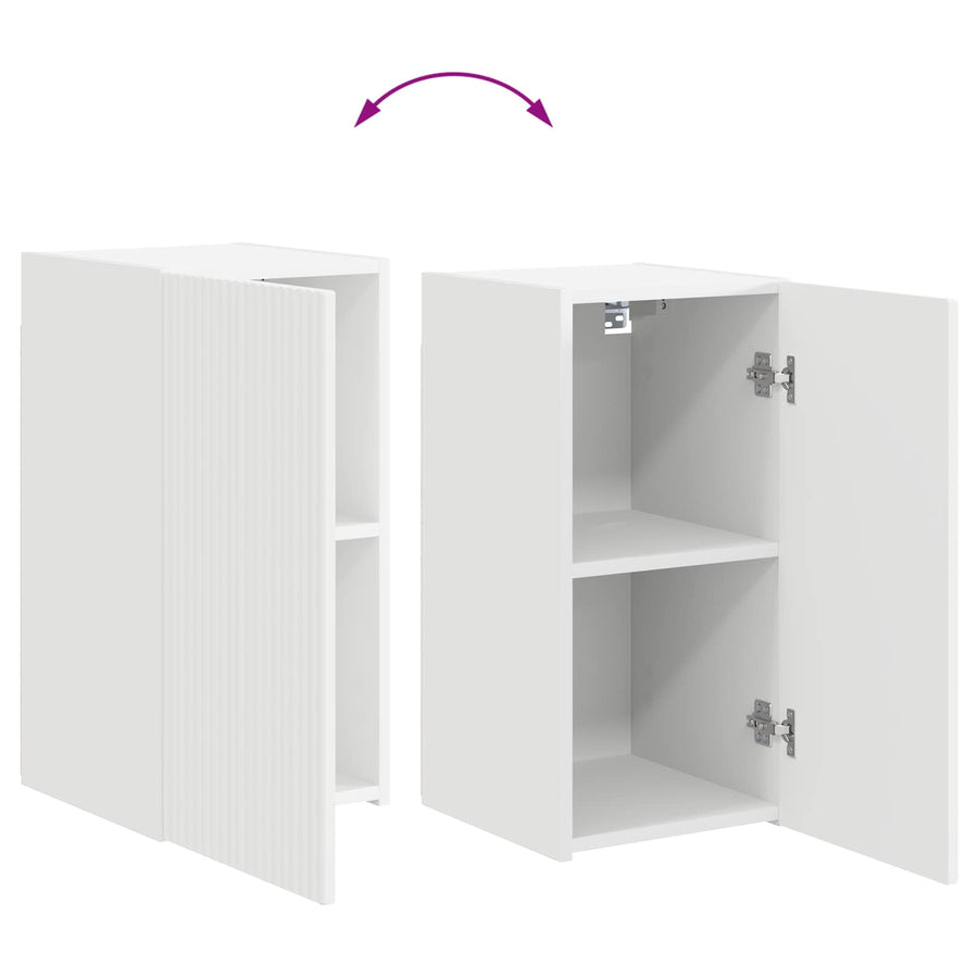 Tv-Meubelset Wandgemonteerd 3 Pcs Hoogglans Wit Bewerkt Hout Goud