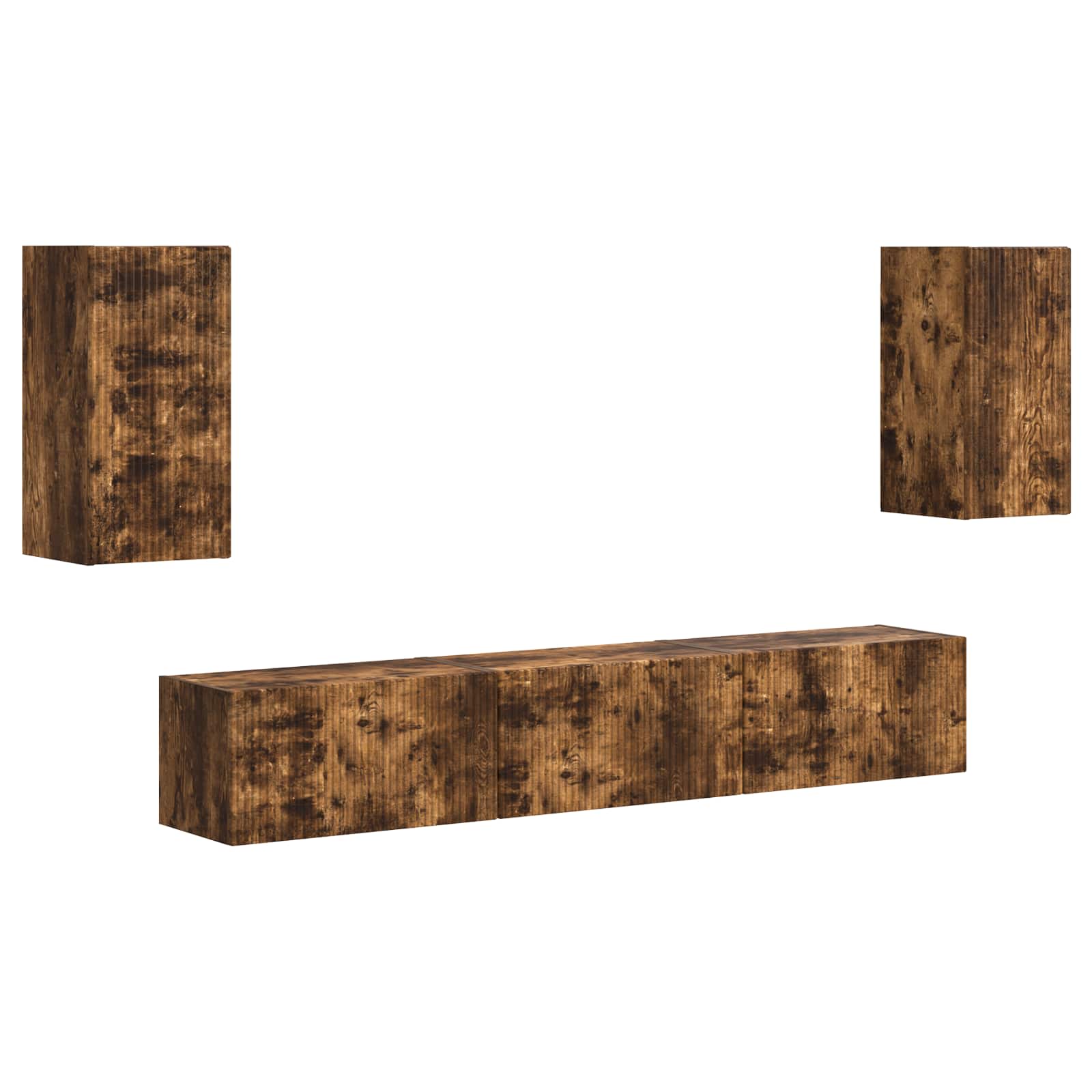 Tv-Meubelset Wandgemonteerd 3 Pcs Gerookt Eiken Bewerkt Hout Goud