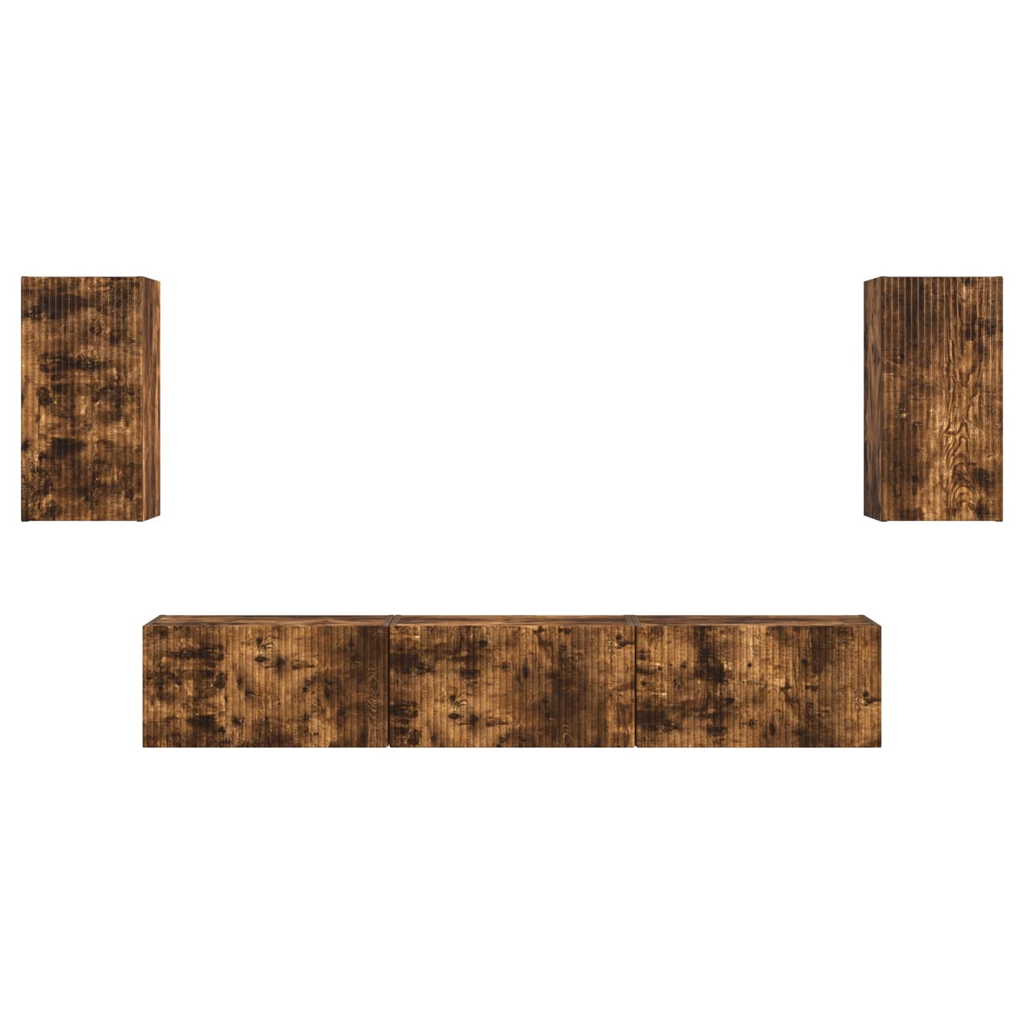 Tv-Meubelset Wandgemonteerd 3 Pcs Gerookt Eiken Bewerkt Hout Goud