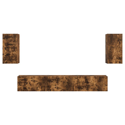 Tv-Meubelset Wandgemonteerd 3 Pcs Gerookt Eiken Bewerkt Hout Goud