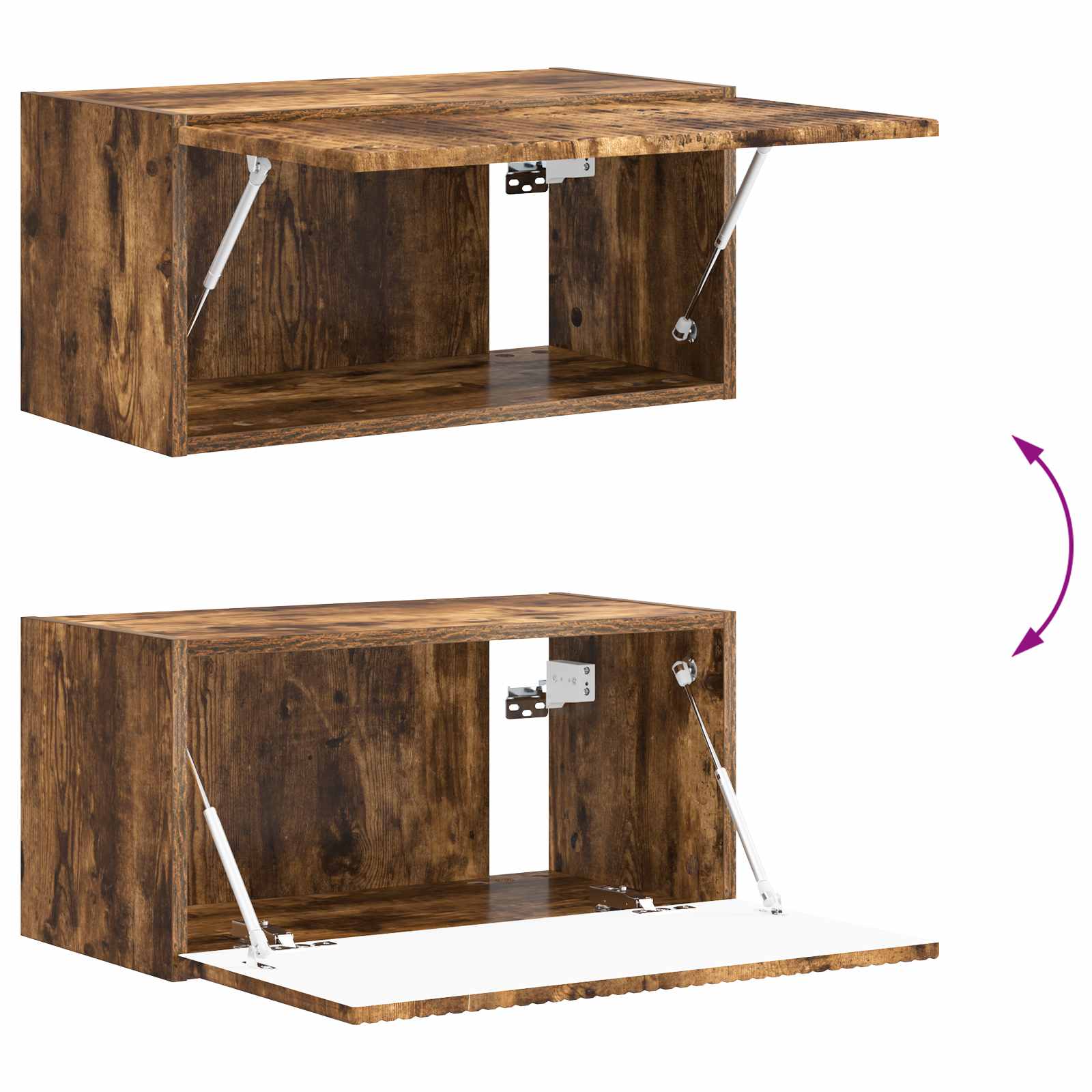 Tv-Meubelset Wandgemonteerd 3 Pcs Gerookt Eiken Bewerkt Hout Goud