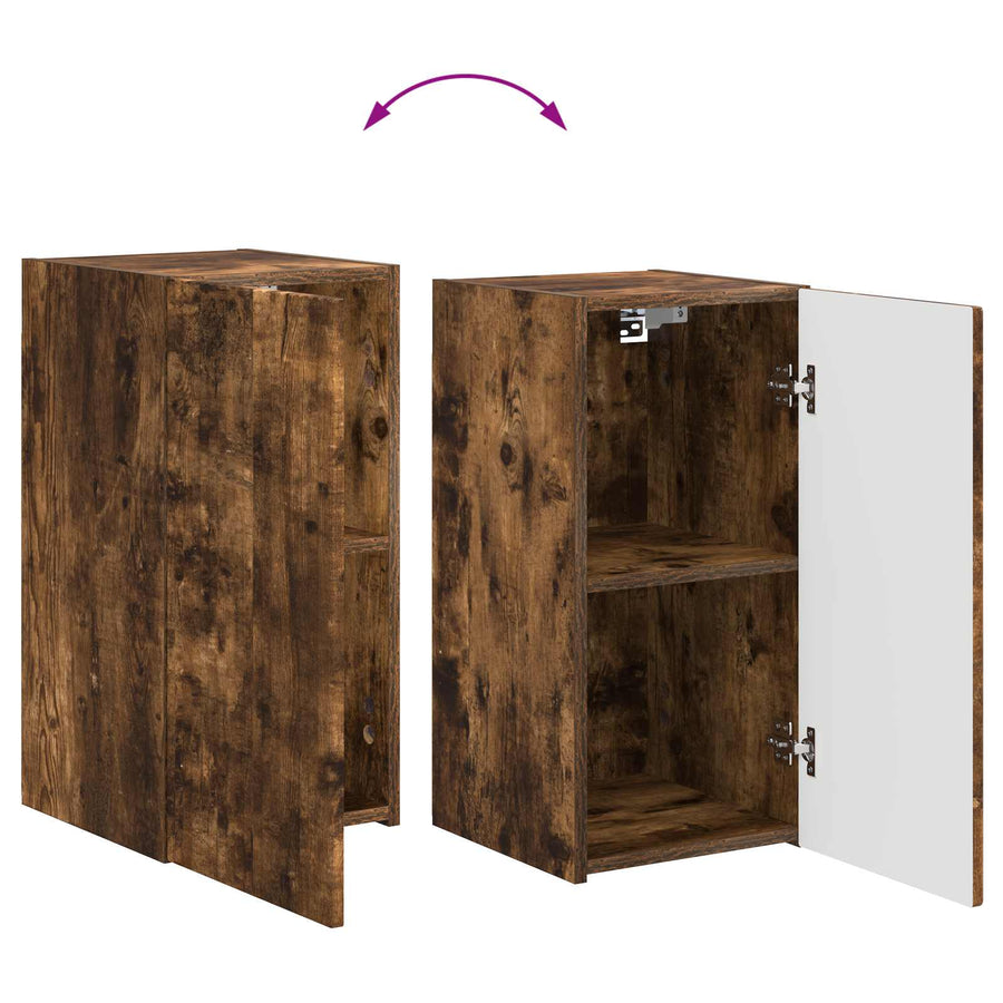 Tv-Meubelset Wandgemonteerd 3 Pcs Gerookt Eiken Bewerkt Hout Goud