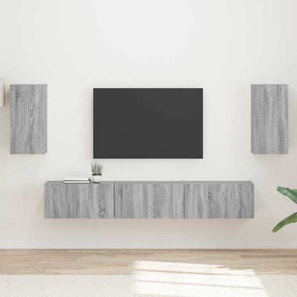 Tv-Meubelset Wandgemonteerd 3 Pcs Grijs Sonoma Bewerkt Hout Goud