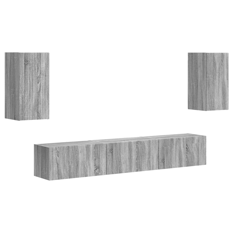 Tv-Meubelset Wandgemonteerd 3 Pcs Grijs Sonoma Bewerkt Hout Goud