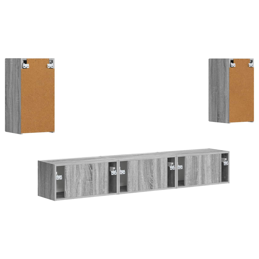 Tv-Meubelset Wandgemonteerd 3 Pcs Grijs Sonoma Bewerkt Hout Goud