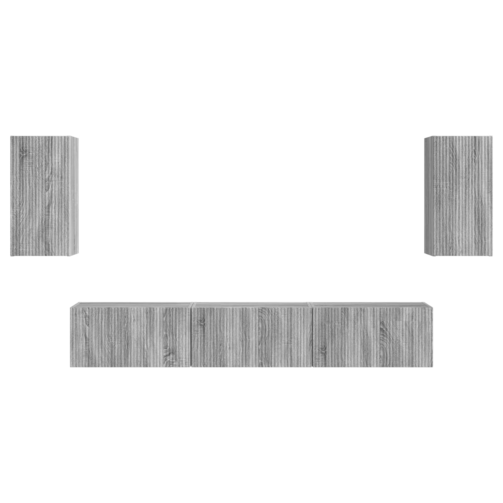 Tv-Meubelset Wandgemonteerd 3 Pcs Grijs Sonoma Bewerkt Hout Goud