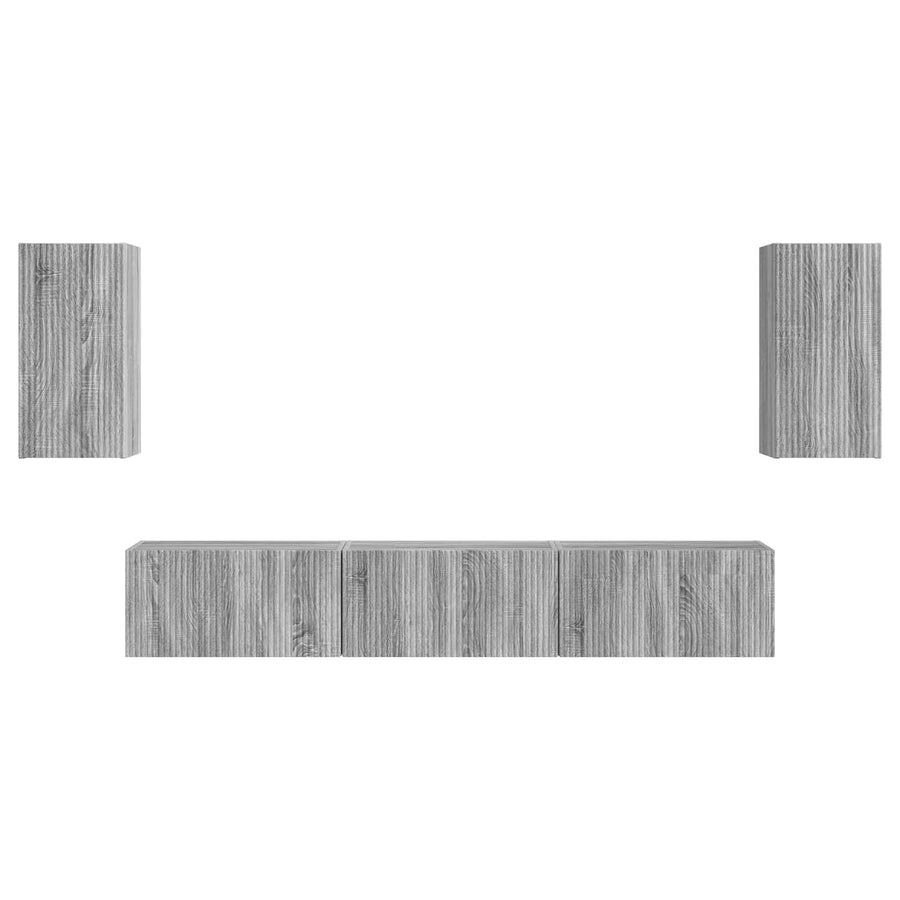Tv-Meubelset Wandgemonteerd 3 Pcs Grijs Sonoma Bewerkt Hout Goud