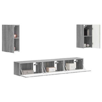 Tv-Meubelset Wandgemonteerd 3 Pcs Grijs Sonoma Bewerkt Hout Goud