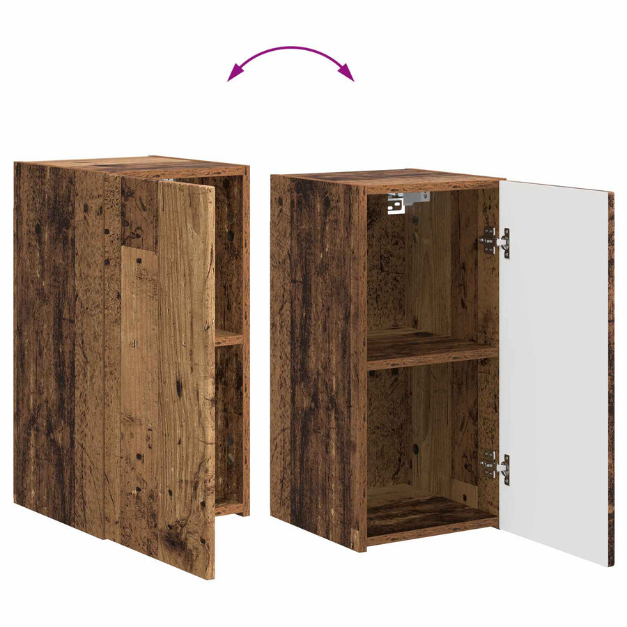 Tv-Meubelset Wandgemonteerd 3 Pcs Oudhout Bewerkt Hout Goud