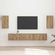 Tv-Meubelset Wandgemonteerd 3 Pcs Artisan Eiken Bewerkt Hout Goud
