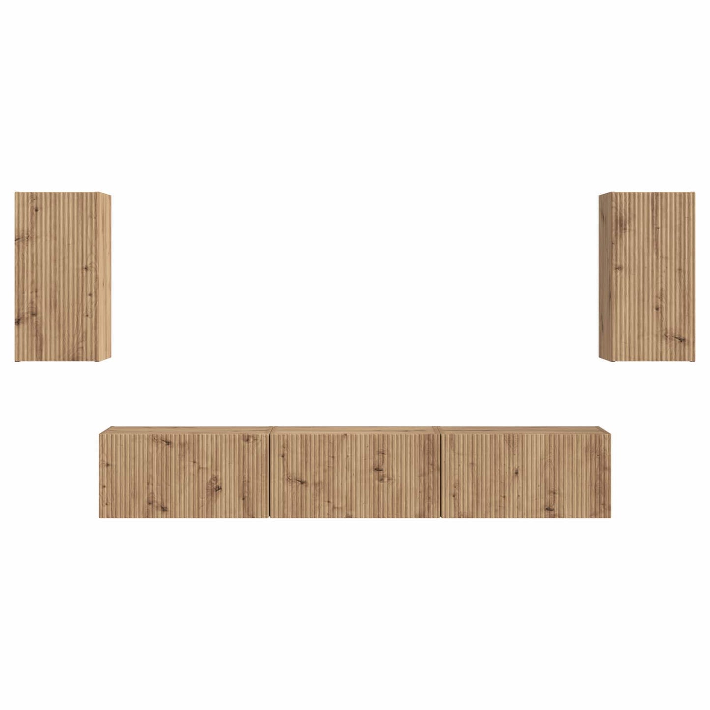 Tv-Meubelset Wandgemonteerd 3 Pcs Artisan Eiken Bewerkt Hout Goud