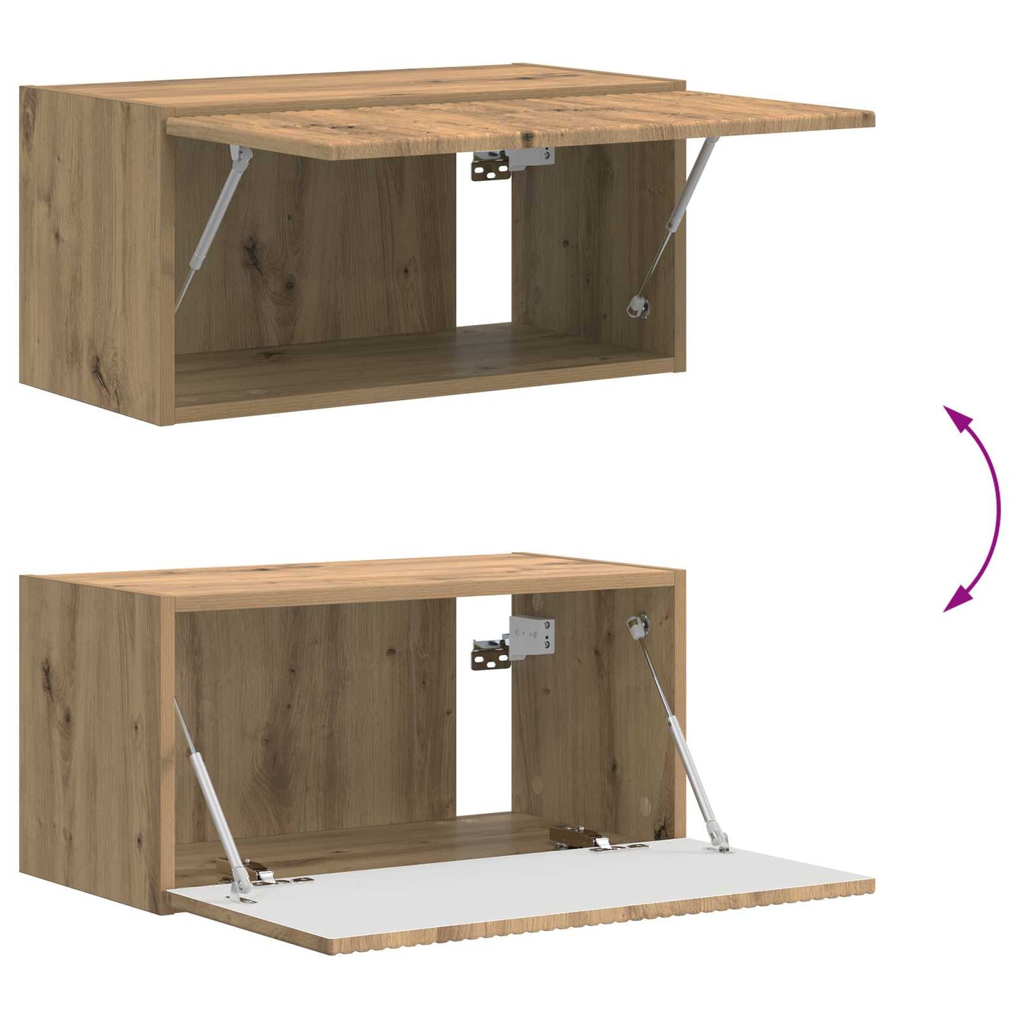 Tv-Meubelset Wandgemonteerd 3 Pcs Artisan Eiken Bewerkt Hout Goud