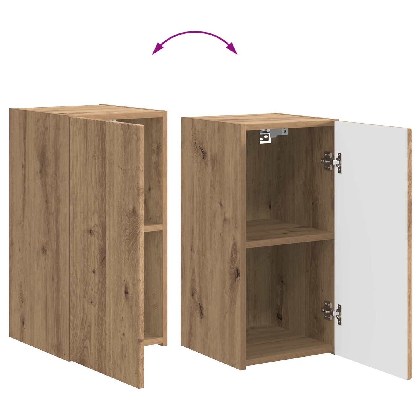 Tv-Meubelset Wandgemonteerd 3 Pcs Artisan Eiken Bewerkt Hout Goud
