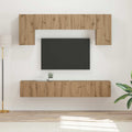 Tv-meubelset Wandgemonteerd 4 pcs Sonoma Eiken Bewerkt hout
