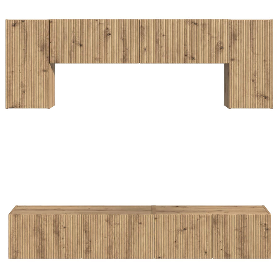 Tv-Meubelset Wandgemonteerd 4 Pcs Grijs Sonoma Bewerkt Hout Wit