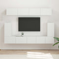 Tv-meubelset Wandgemonteerd 5 pcs Wit Bewerkt hout