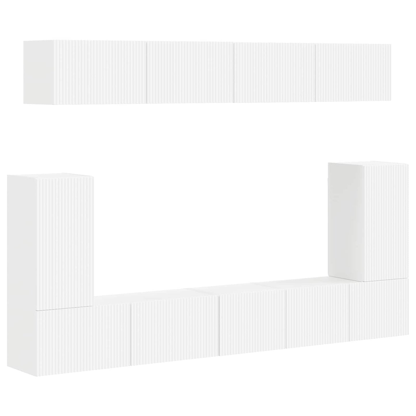 Tv-Meubelset Wandgemonteerd 5 Pcs Wit Bewerkt Hout Wit
