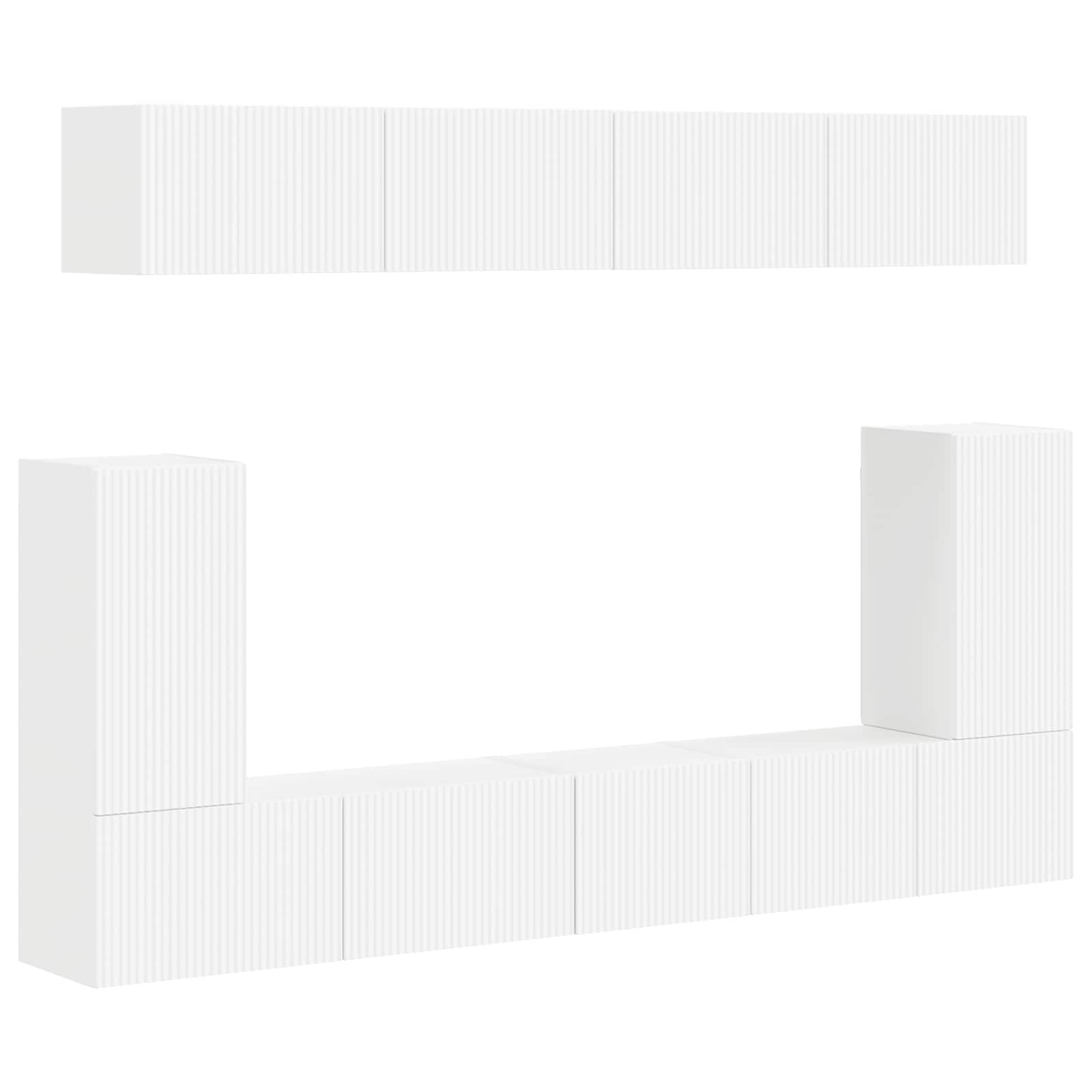 Tv-Meubelset Wandgemonteerd 5 Pcs Wit Bewerkt Hout Wit