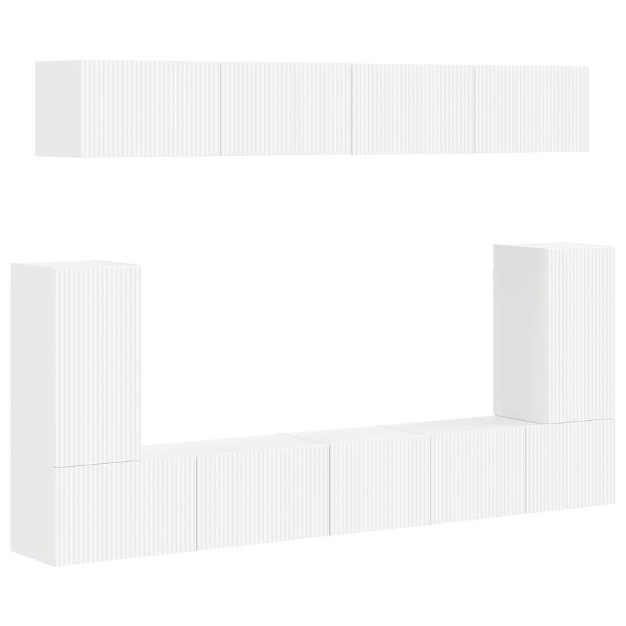 Tv-Meubelset Wandgemonteerd 5 Pcs Wit Bewerkt Hout Wit