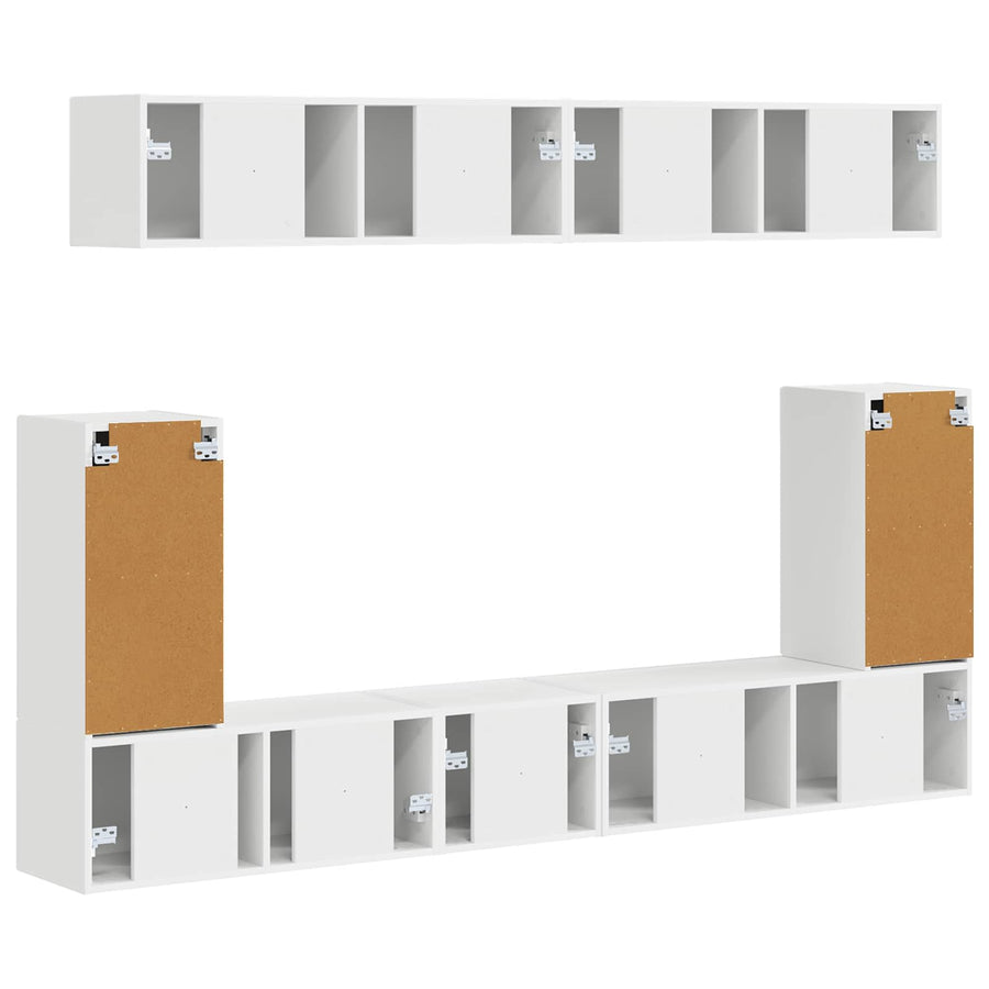 Tv-Meubelset Wandgemonteerd 5 Pcs Wit Bewerkt Hout Wit
