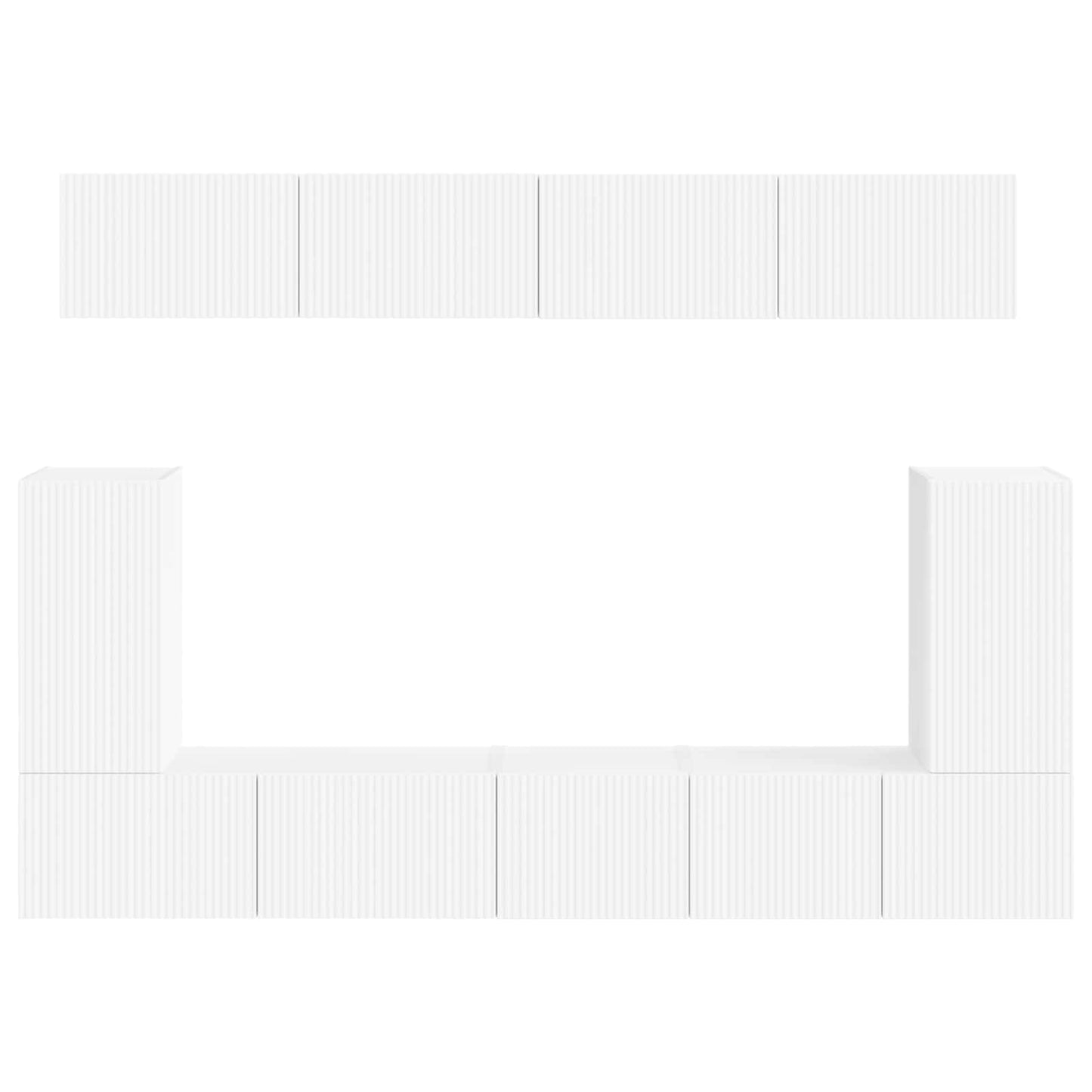Tv-Meubelset Wandgemonteerd 5 Pcs Wit Bewerkt Hout Wit