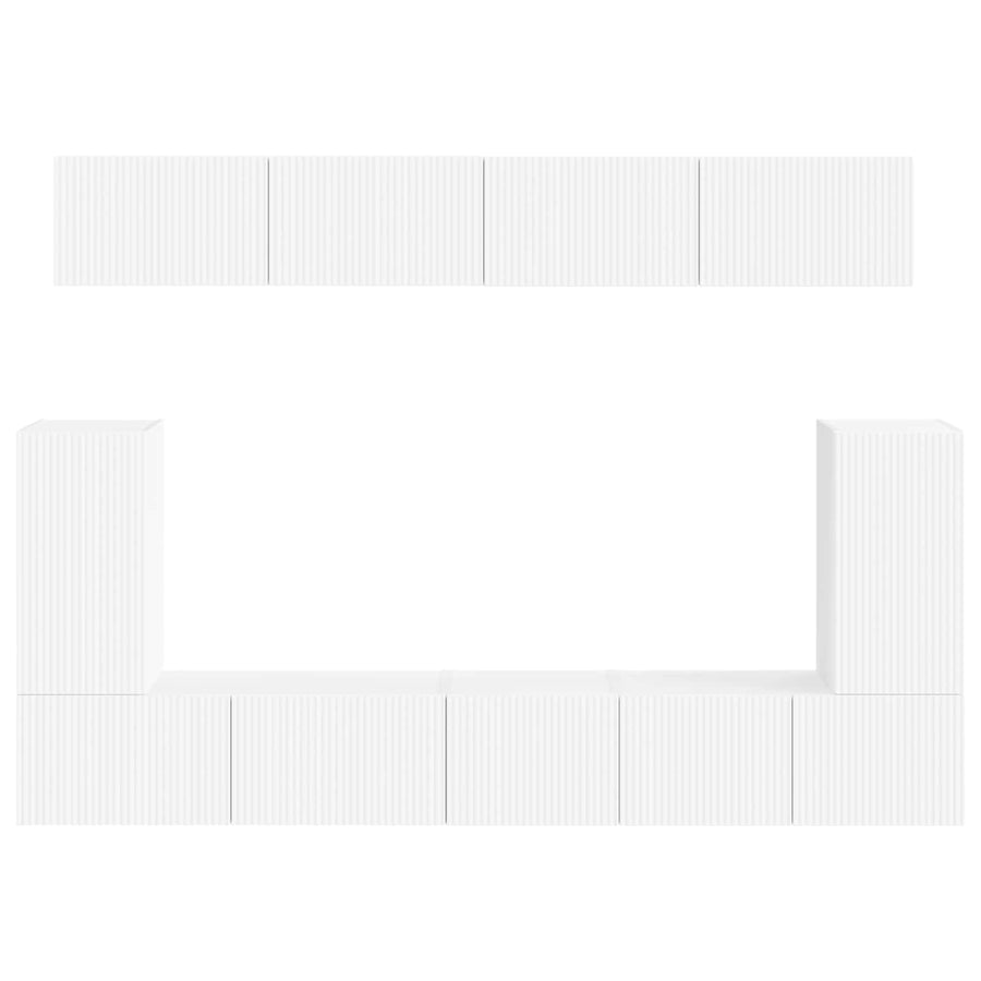 Tv-Meubelset Wandgemonteerd 5 Pcs Wit Bewerkt Hout Wit
