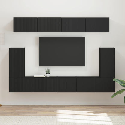 Tv-meubelset 5 st Zwart Bewerkt hout