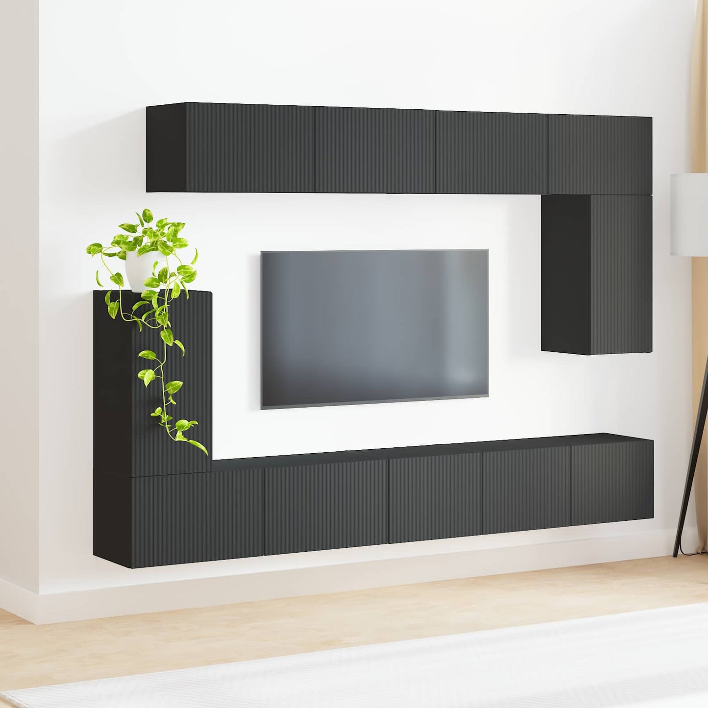 Tv-meubelset 5 st Zwart Bewerkt hout