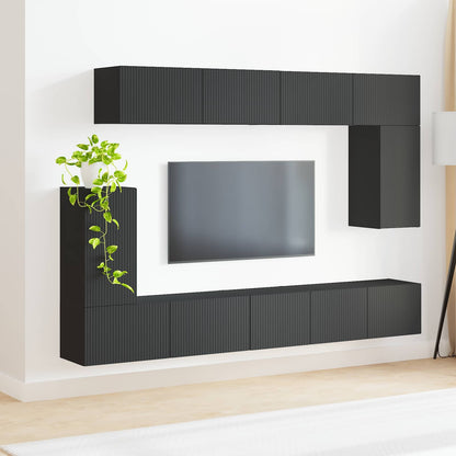 Tv-meubelset 5 st Zwart Bewerkt hout