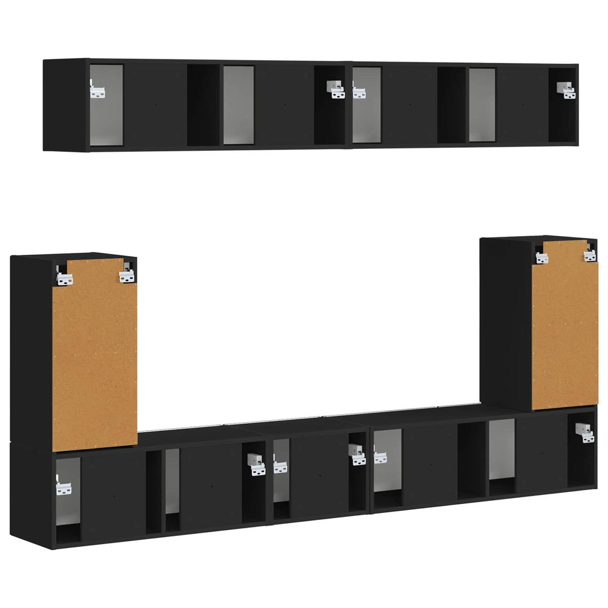 Tv-meubelset 5 st Zwart Bewerkt hout
