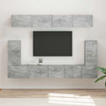 Tv-meubelset Wandgemonteerd 5 pcs Beton Grijs Bewerkt hout