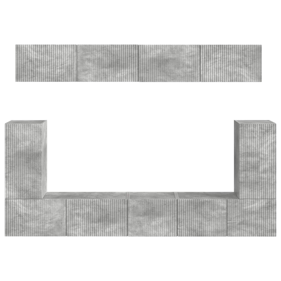 Tv-Meubelset Wandgemonteerd 5 Pcs Beton Grijs Bewerkt Hout Goud