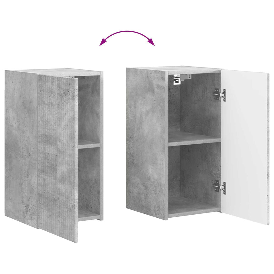 Tv-Meubelset Wandgemonteerd 5 Pcs Beton Grijs Bewerkt Hout Goud