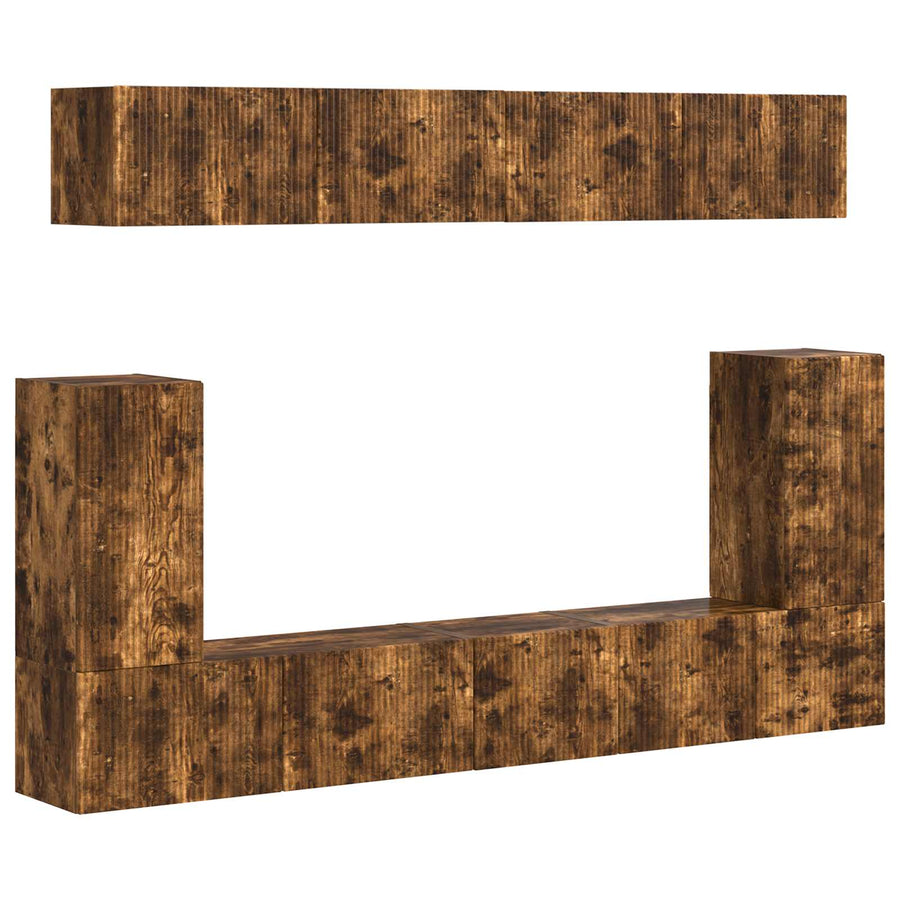 Tv-Meubelset Wandgemonteerd 5 Pcs Gerookt Eiken Bewerkt Hout Goud