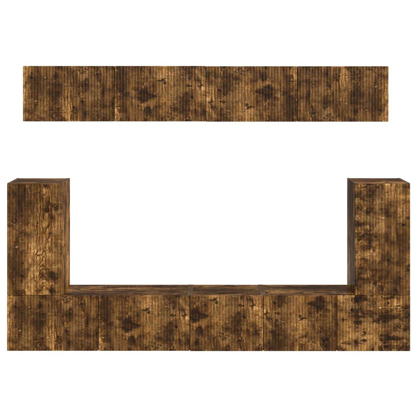 Tv-Meubelset Wandgemonteerd 5 Pcs Gerookt Eiken Bewerkt Hout Goud
