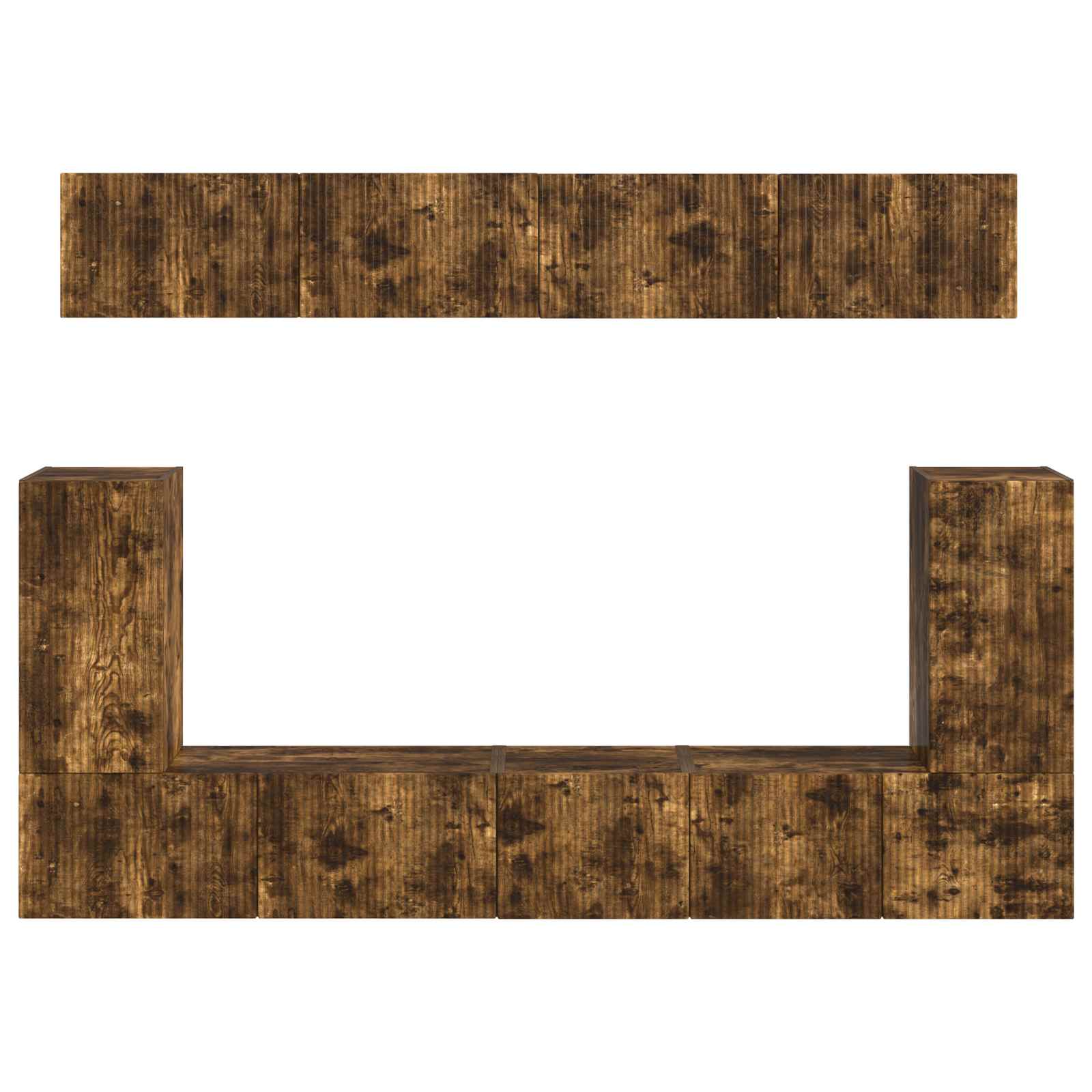 Tv-Meubelset Wandgemonteerd 5 Pcs Gerookt Eiken Bewerkt Hout Goud