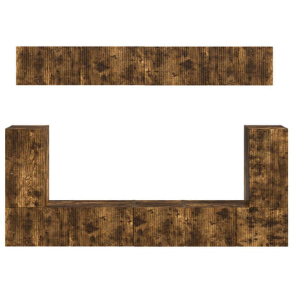 Tv-Meubelset Wandgemonteerd 5 Pcs Gerookt Eiken Bewerkt Hout Goud
