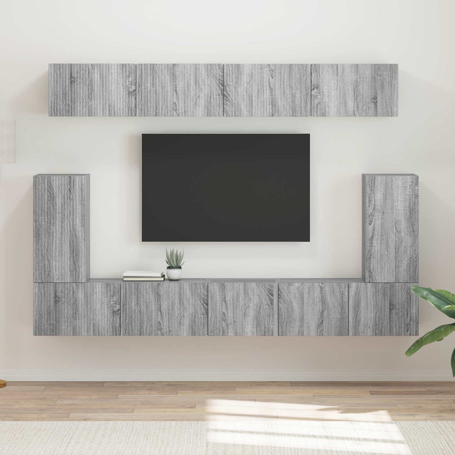 Tv-Meubelset Wandgemonteerd 5 Pcs Grijs Sonoma Bewerkt Hout Goud