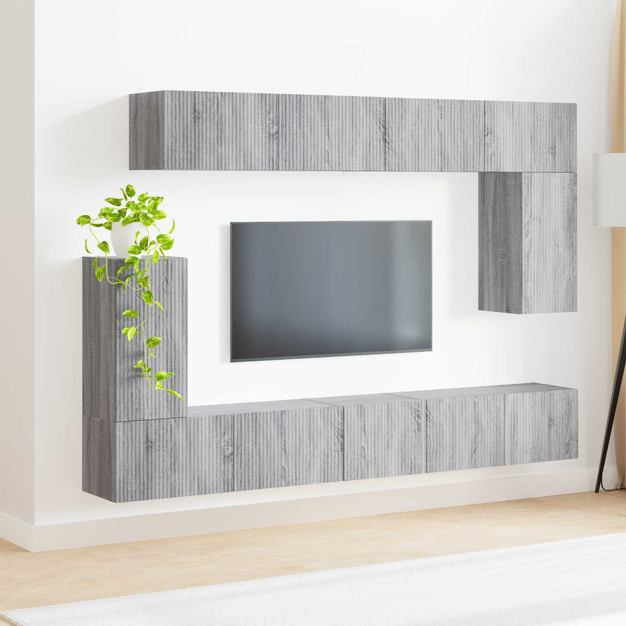 Tv-Meubelset Wandgemonteerd 5 Pcs Grijs Sonoma Bewerkt Hout Goud