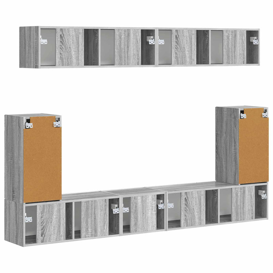 Tv-Meubelset Wandgemonteerd 5 Pcs Grijs Sonoma Bewerkt Hout Goud