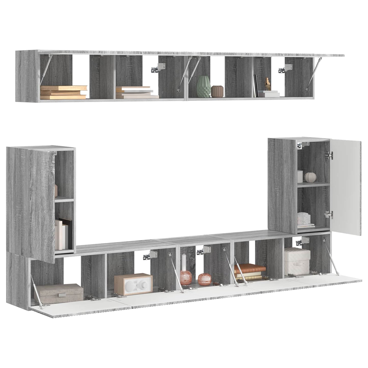 Tv-Meubelset Wandgemonteerd 5 Pcs Grijs Sonoma Bewerkt Hout Goud