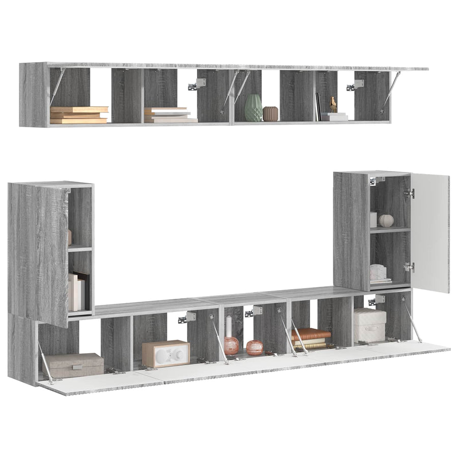 Tv-Meubelset Wandgemonteerd 5 Pcs Grijs Sonoma Bewerkt Hout Goud